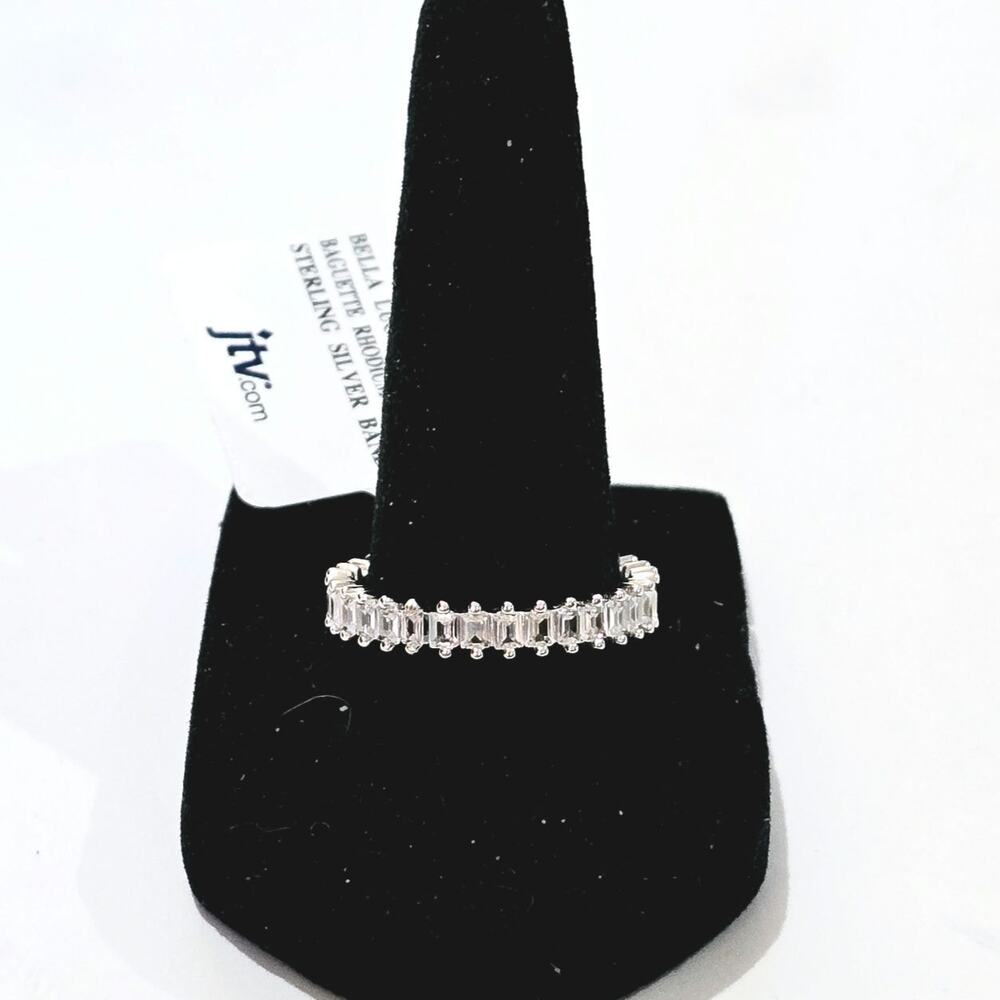Bella Luce 2.70ctw Baguette Rhodium Plated Sterling Silver Band Ring Size 10 NWT